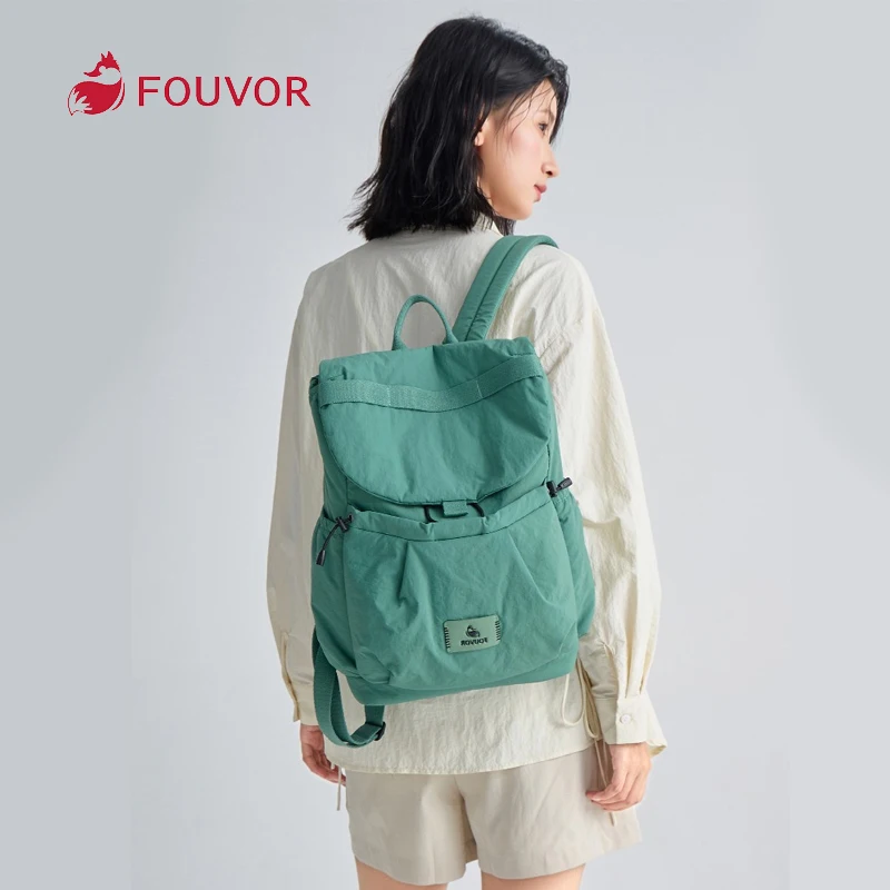 

Fouvor Woman's Backpack Flap Drawstring Pocket Waterproof School Backpack Lightweight New Versatile Large Capacity Bags 3072-03