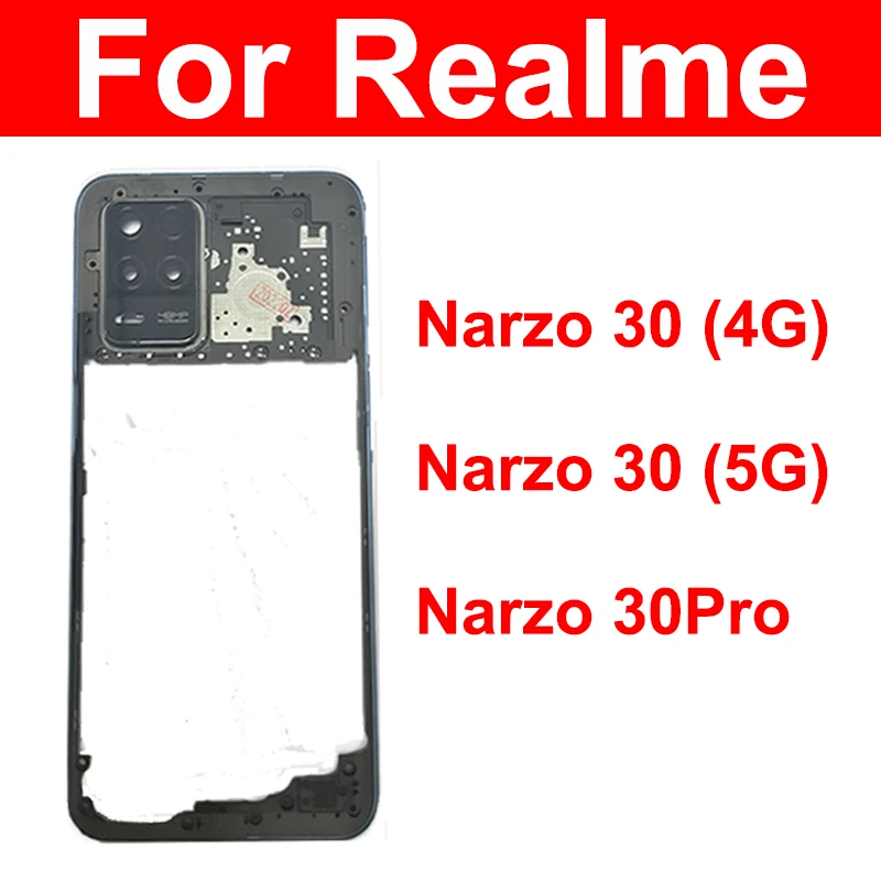 Middle Housing For Realme Narzo 30 30 Pro 4G 5G Middle Frame Holder Cover Bezel with Side Buttons Parts