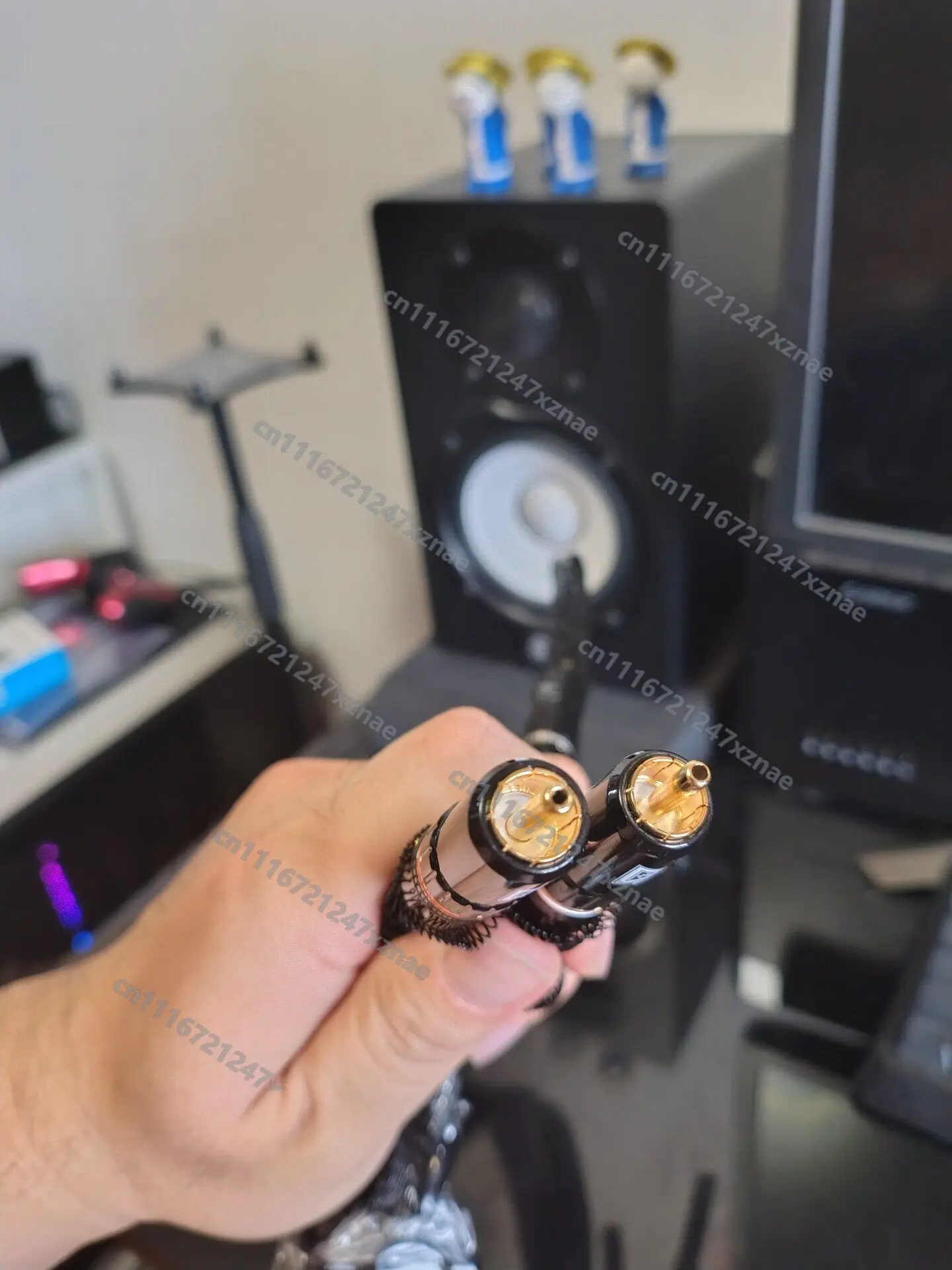 For Amplifier CD Player DAC，4N Pure Gold Silver Alloy RCA Audio Cable 0.8mm Dual Core HiFi Stereo Interconnect