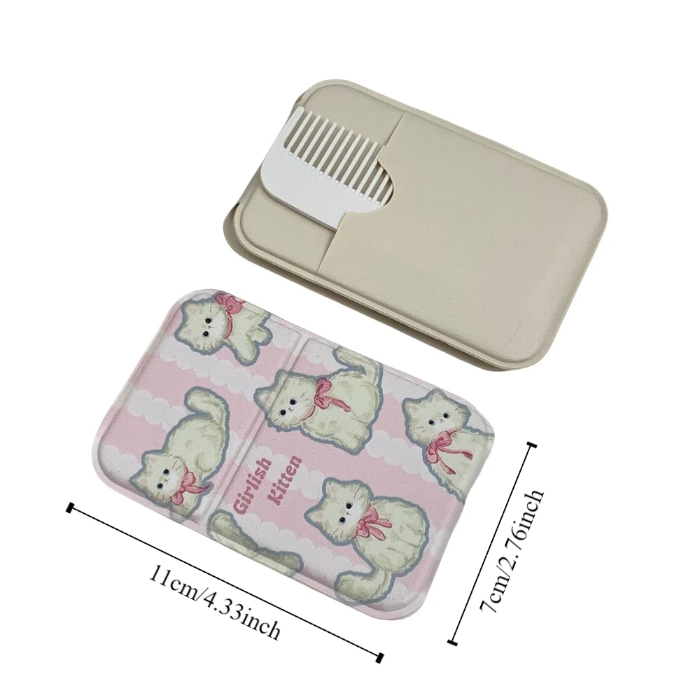 Miroir de bureau en cuir PU, mignon, fleur de tulipe, nœud papillon, cosmétique Compact, pliable, miroir de maquillage, chien délicat, chat