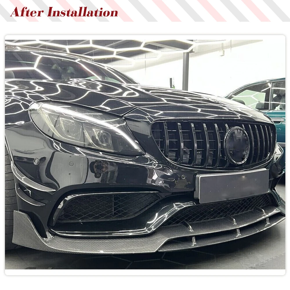 Car Front Bumper Carbon Fiber Chin Lip for  Mercedes Benz W205 C205 C63 AMG Coupe 2015-2018 Front Bumper Lip REAL CARBON