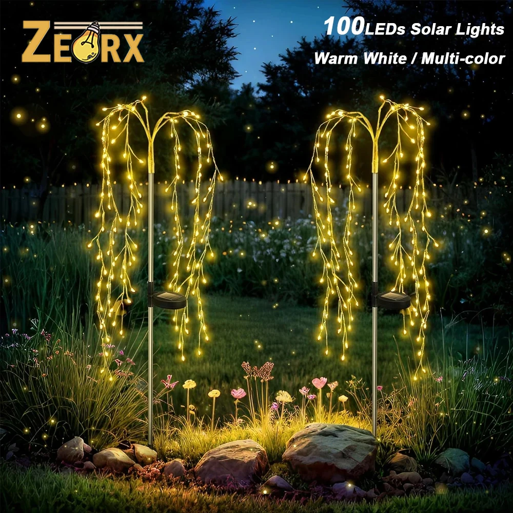 

Solar Firework Lights, 100 LED Copper Wire 3 Switch Mode String Twinkling Solar Lights for Garden, Wedding, Party, Patio