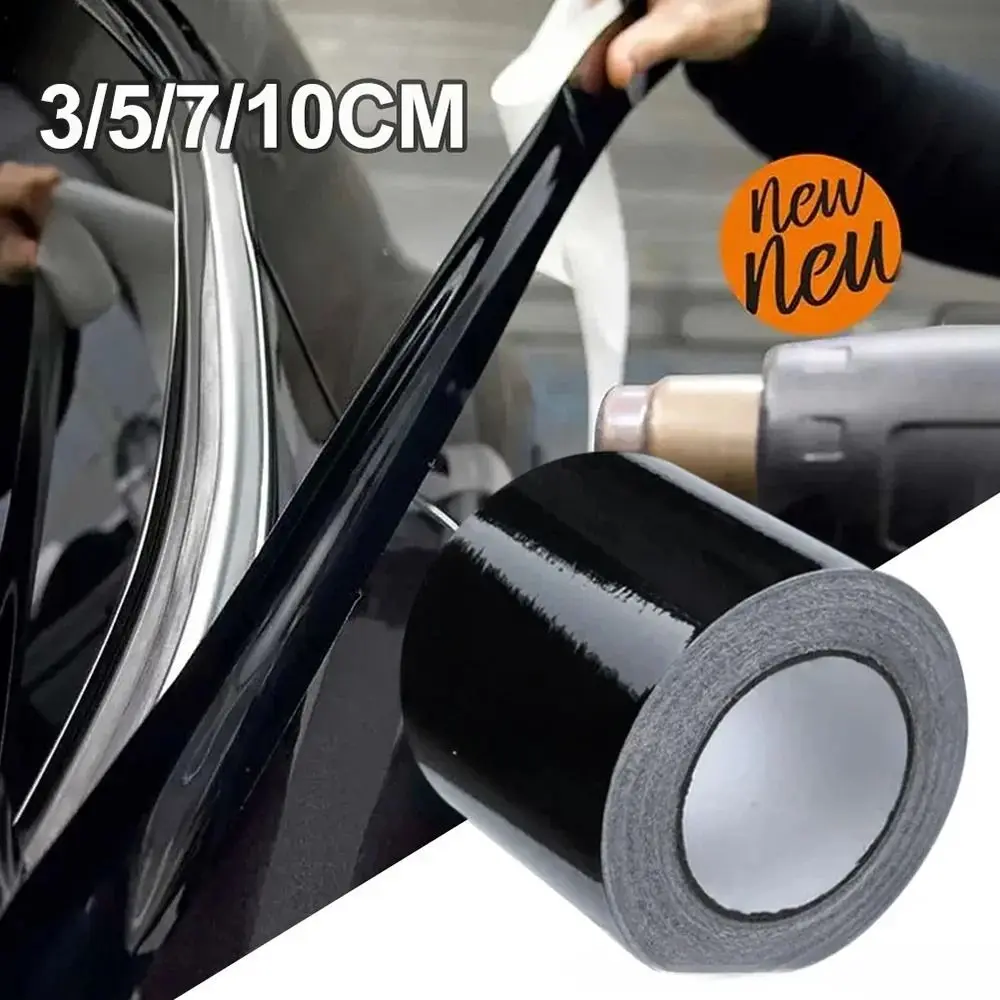 1Roll New Carbon Fiber Vinyl Wrap Film Glossy Black Vinyl Racing Stripe PVC 3/5/7/10CM Car Stickers For Car Hood Roof Decal