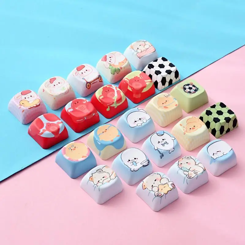 Creative Stress Relief Keyboard Keycaps 10 PCS Cute Animal Pattern Key Covers for Home Office Worker Gift