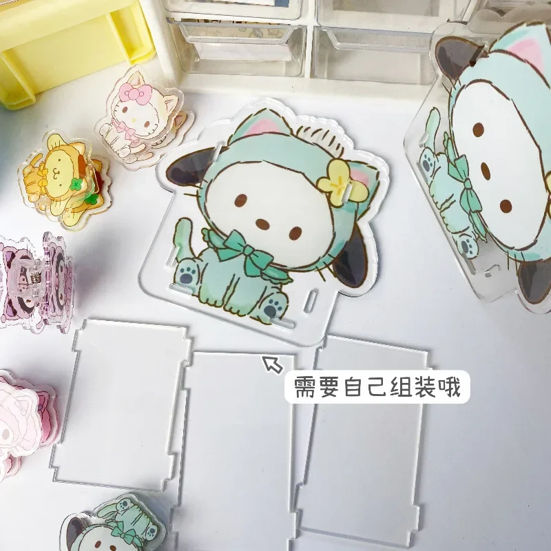 Cute Cartoon Acrylic Sanrio Hellokitty Kuromi MyMelody Pen Holder Student Supplies Transparent Multi-functional StorageOrnaments