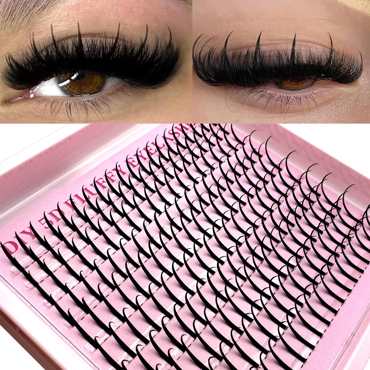 ミュウスパイキーラッシュエクステンション既成個別まつげクラスターまつげエクステンションうっすらとしたまつげクラスターボリューム妖精まつげ用品