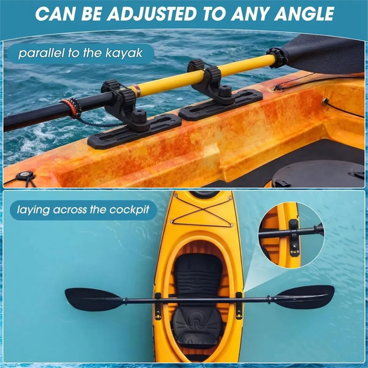 618 Mega Sale 4 Pcs Kayak Track and Adjustable Paddle Holder Kayak Rail Mount for Fishing Rod Cup Holder, Anchor Cleats