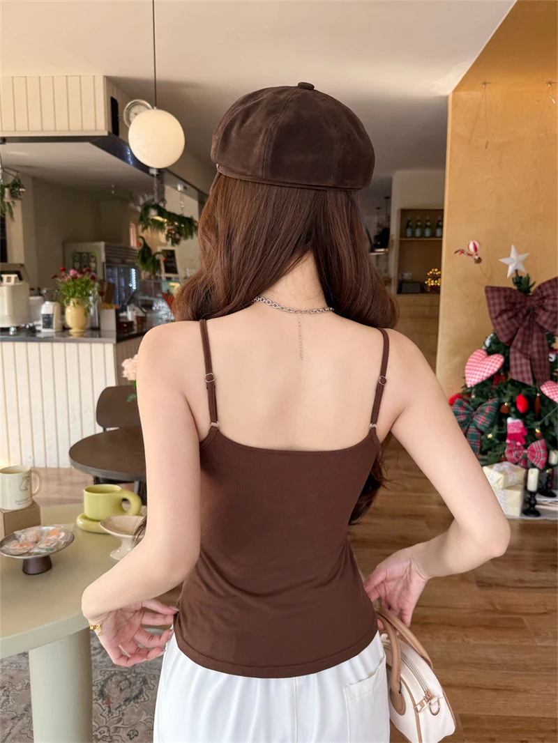 Karofi Sommermode Camisole mit Schleifenknoten, Brustpolster, verstellbaren Trägern, schmal geschnittenes Crop-Top, lässige Unterwäsche, Tank-Top A6172 – Detail 7