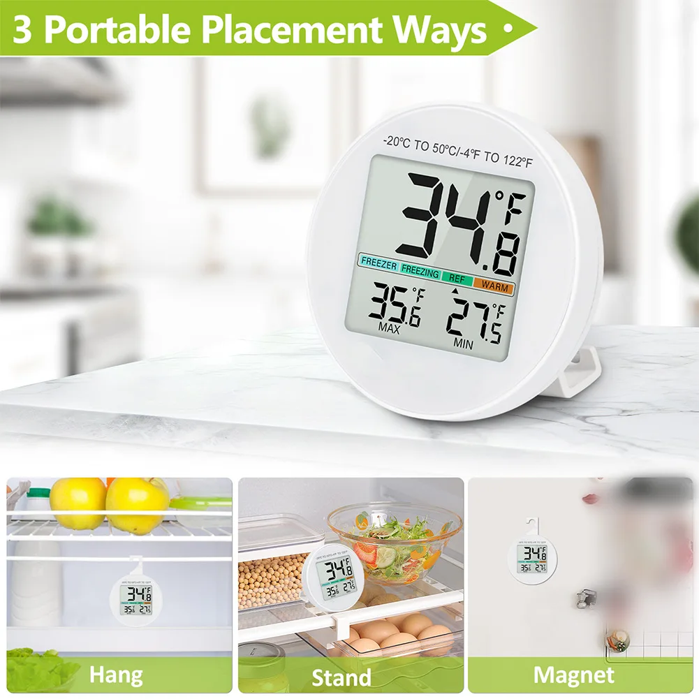 

Цифровой термометр для мини-холодильника, 3/2 шт., 6,5*6,5 см, надежная точность измерения температуры, сверхпрочный, водонепроницаемый термометр для холодильника