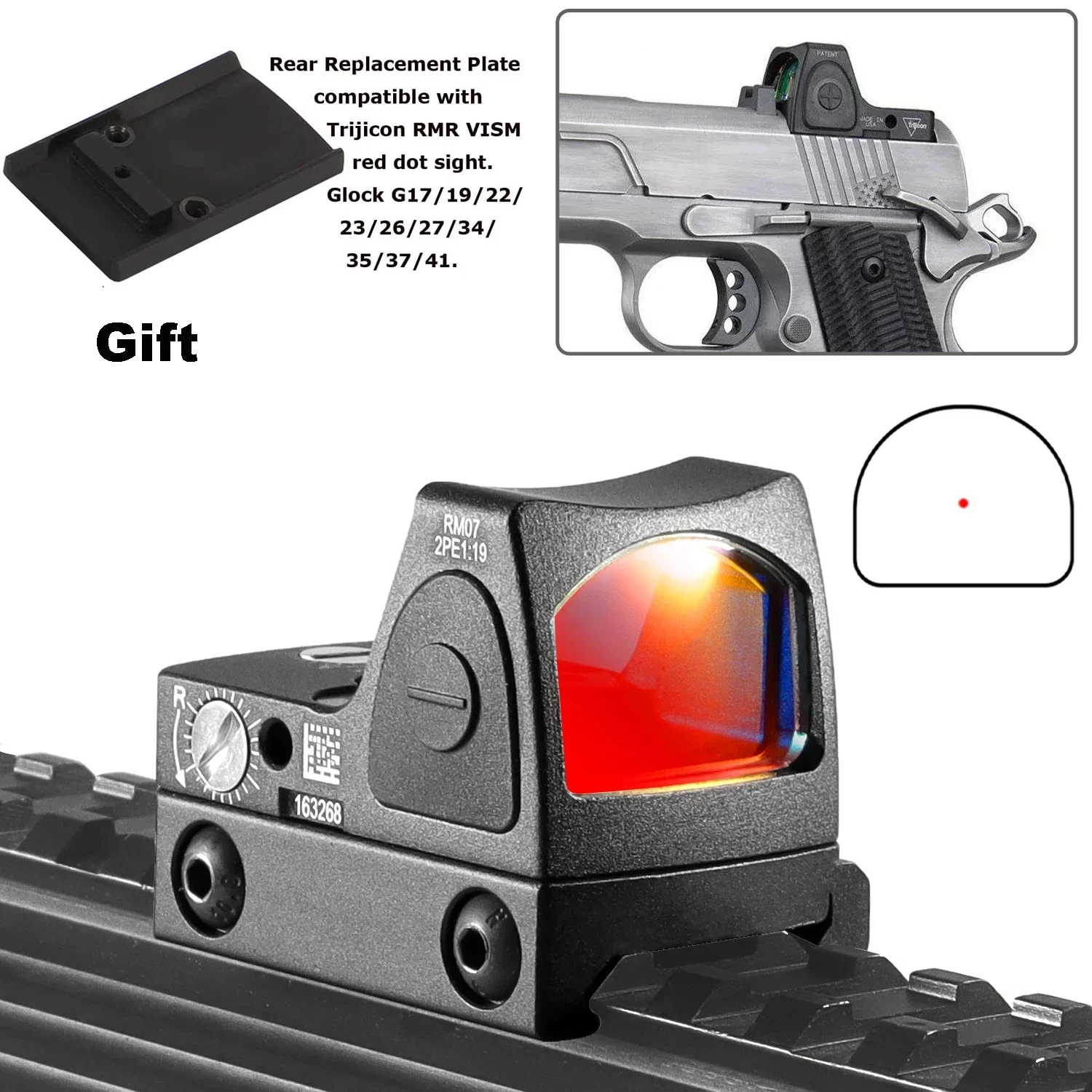 Red Dot Sight Scope Collimator Pistol Glock Reflex Sights Fit 20mm Weaver Rail For Airsoft Hunting Holographic Handgun Scope