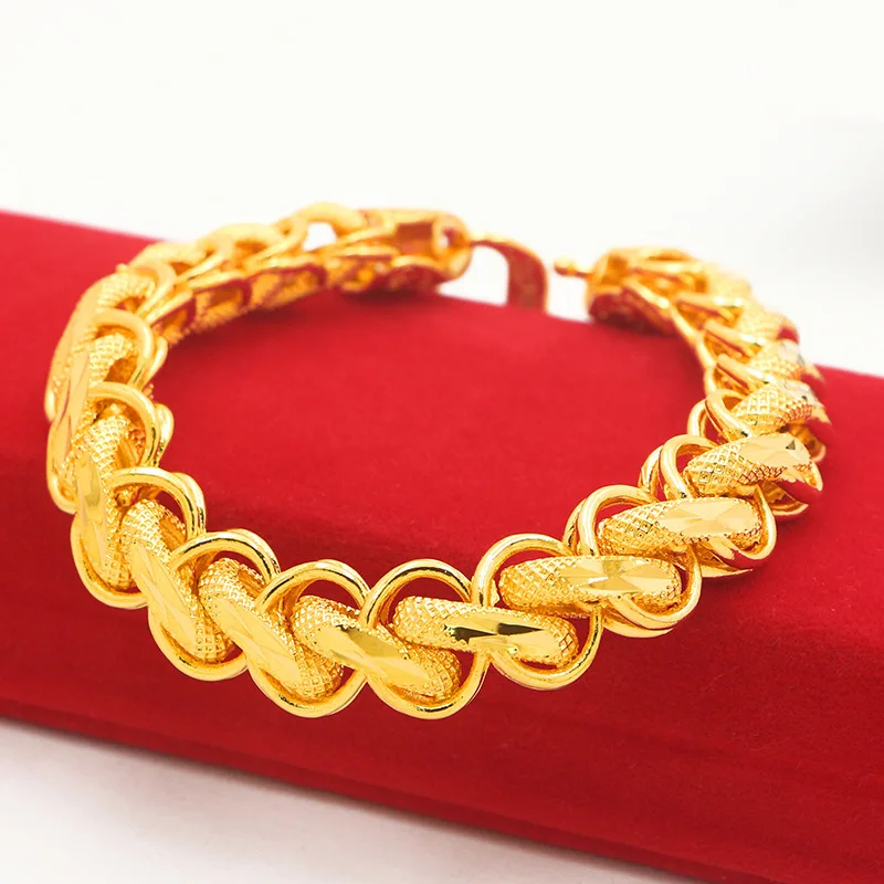 

Gold Shop Same Style 9999 24K Real Gold Men's Gold Bracelet, Mighty Boss Chain, Exquisite Party Luxury Jewelry