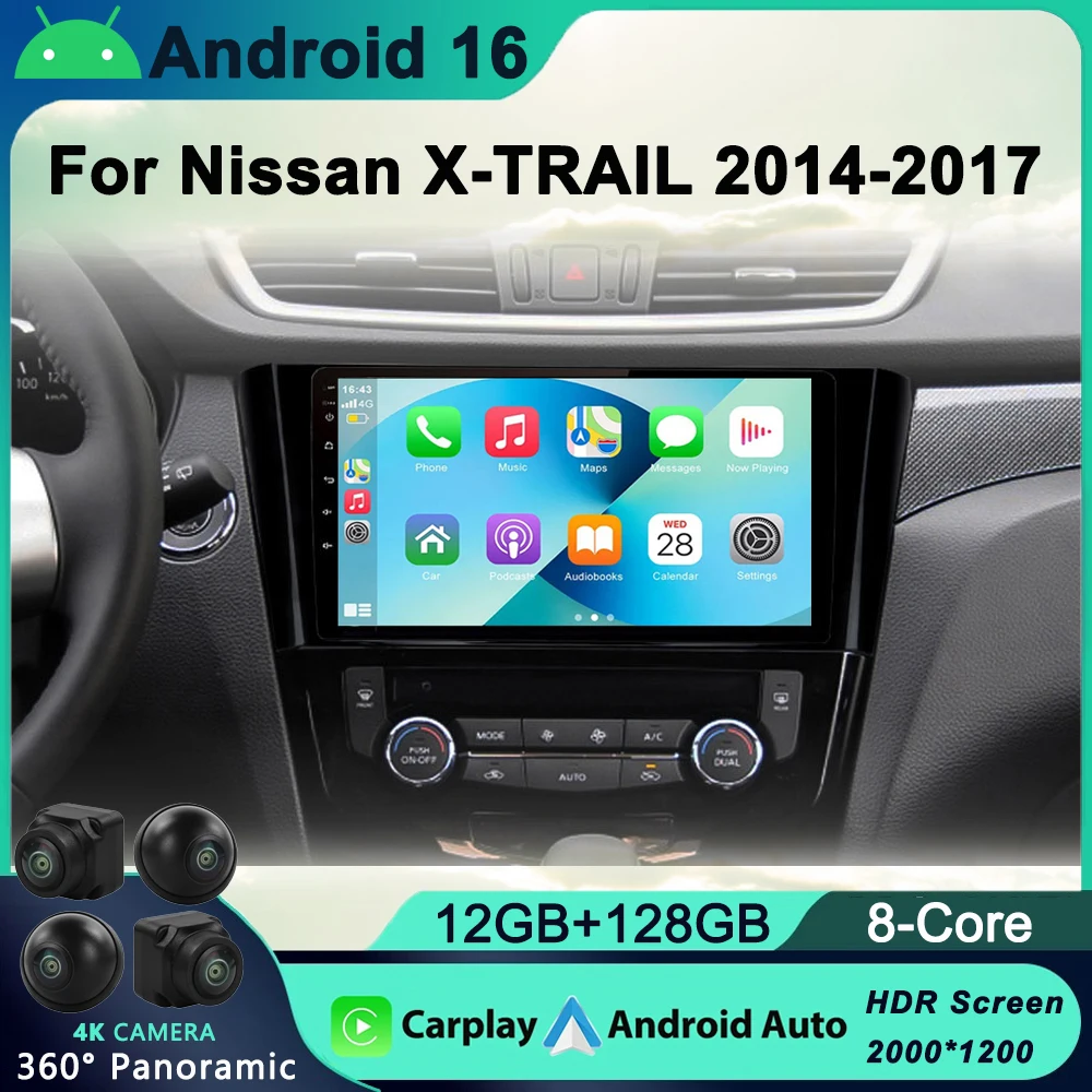 

2 Din Android 16 Car Radio For Nissan X-Trail Xtrail X Trail 3 T32 2013 - 2017 Qashqai 2 J11 Multimedia Video Player GPS Carplay