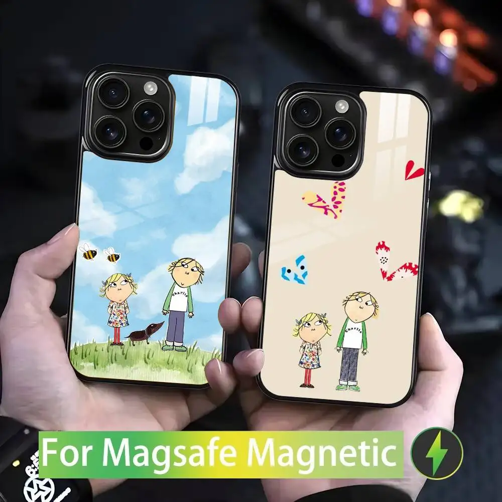 

C-Charlie and Lola Phone Case For IPhone 17 16 15 14 13 12 11 Pro Max Plus Mini Magsafe Mirror Wireless Magnetic Cover