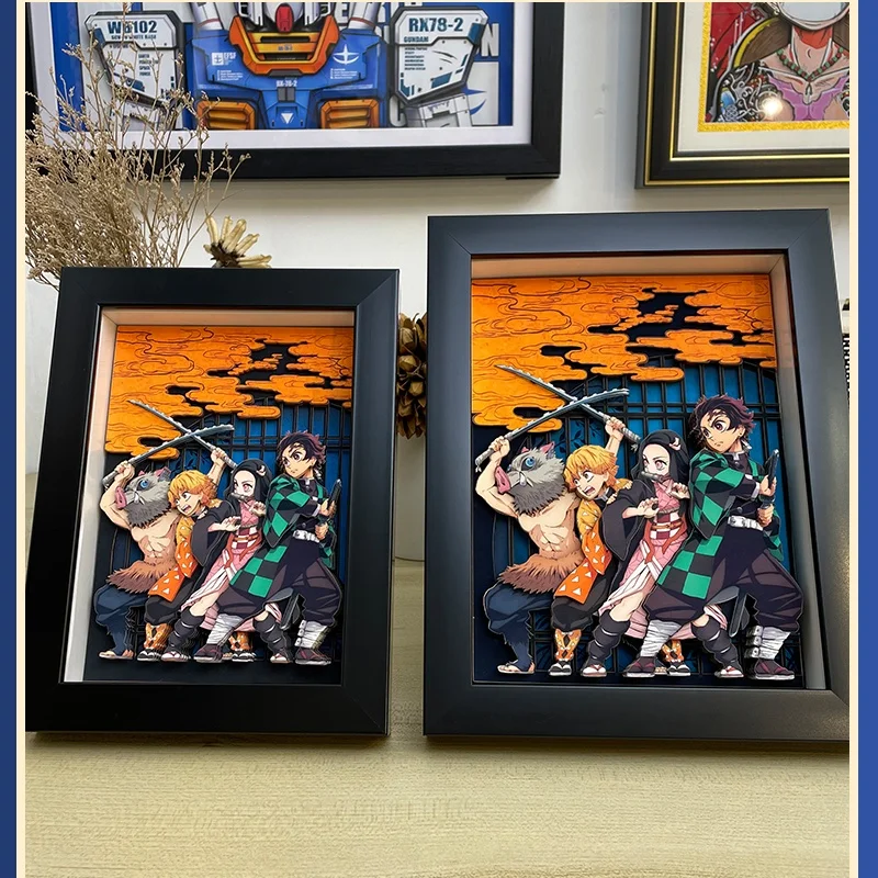 

New Goods Anime Demon Slayer Kamado Tanjirou Kanroji Mitsuri Cosplay 3d Stereograph Cartoon Layout Photo Frame Decorative Gifts