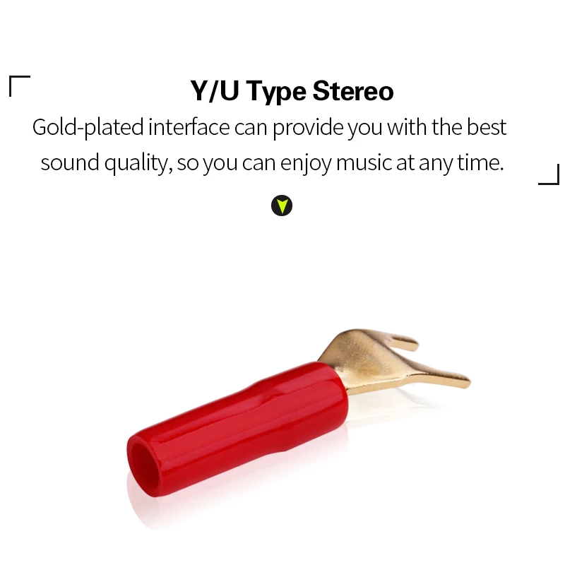 YYTCG 8PCS Gold-plated Copper Banana Plugs U/Y Type High quality Banana Connector Speaker Wire Connector With Plastic Handle Ca