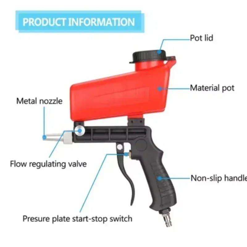 قابل للتعديل الهوائية الرملي بندقية 90psi المحمولة ساندبلاستر آلة رش الطلاء يده الجاذبية التفجير بندقية أدوات تعمل بالهواء المضغوط