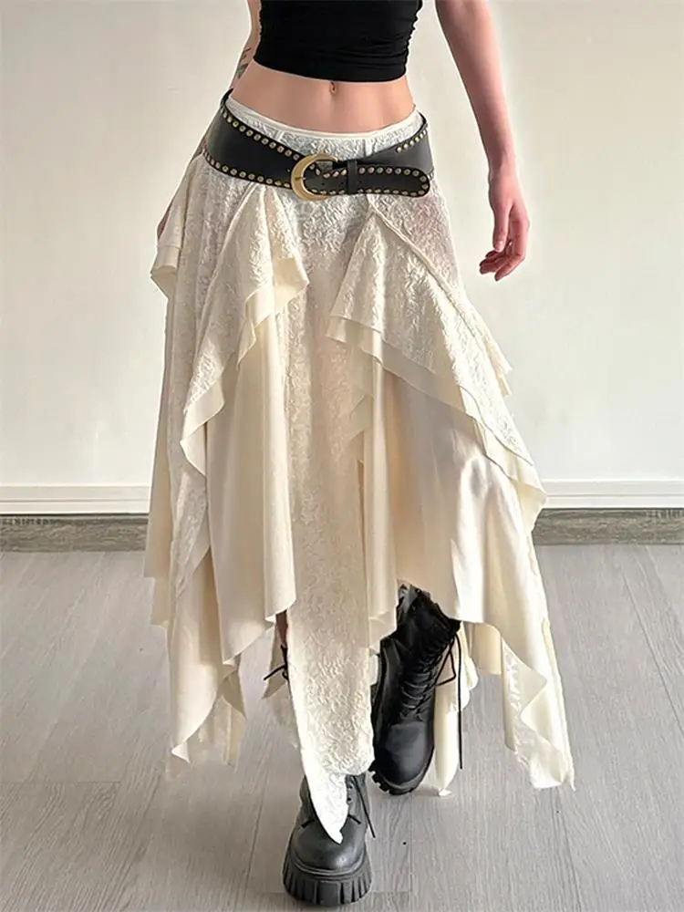 Jupe décontractée en dentelle pour femmes, couleur Pure, Vaion de plage, taille basse, asymétrique, ligne a, taille élastique