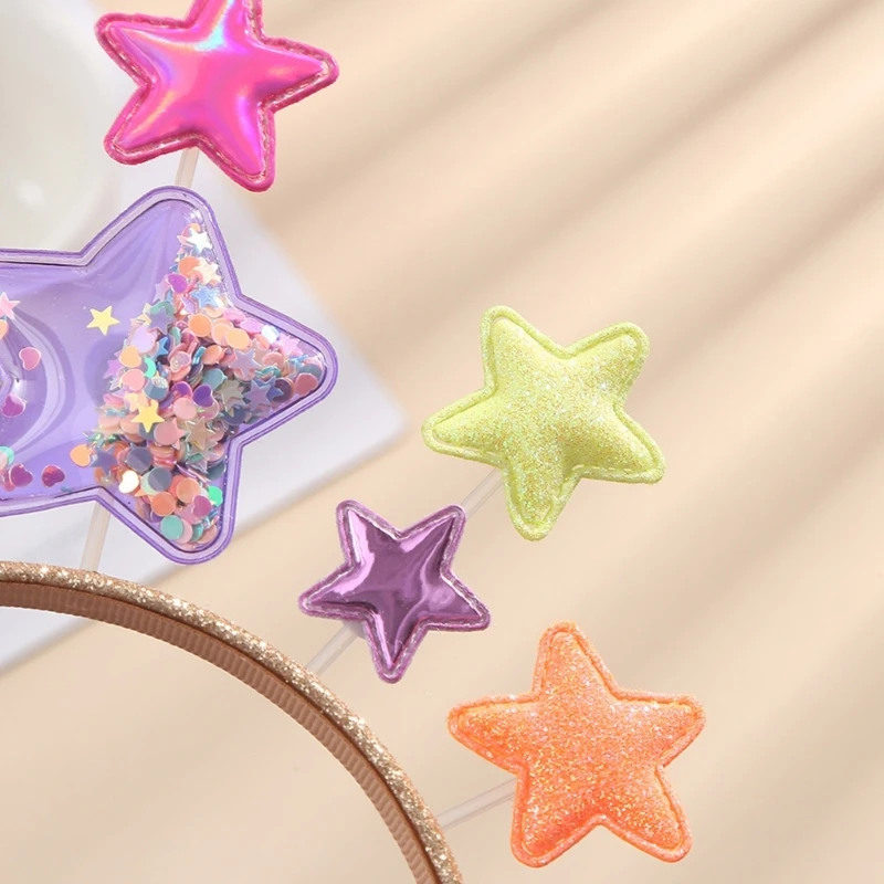 652F Children Day Toddler Hairband with Shinning Sequins Glitter Powder Star Headbands Carnivals Sequins Hair Hoop