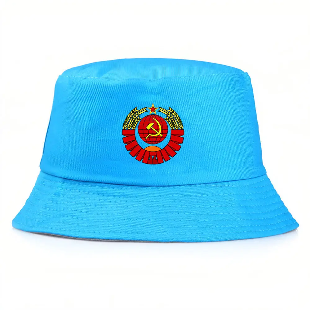 Soviet Union Pattern Bucket Hat Unisex Cotton Fisherman Cap Summer Outdoor Travel Sun Shade Casual Fashion Hat