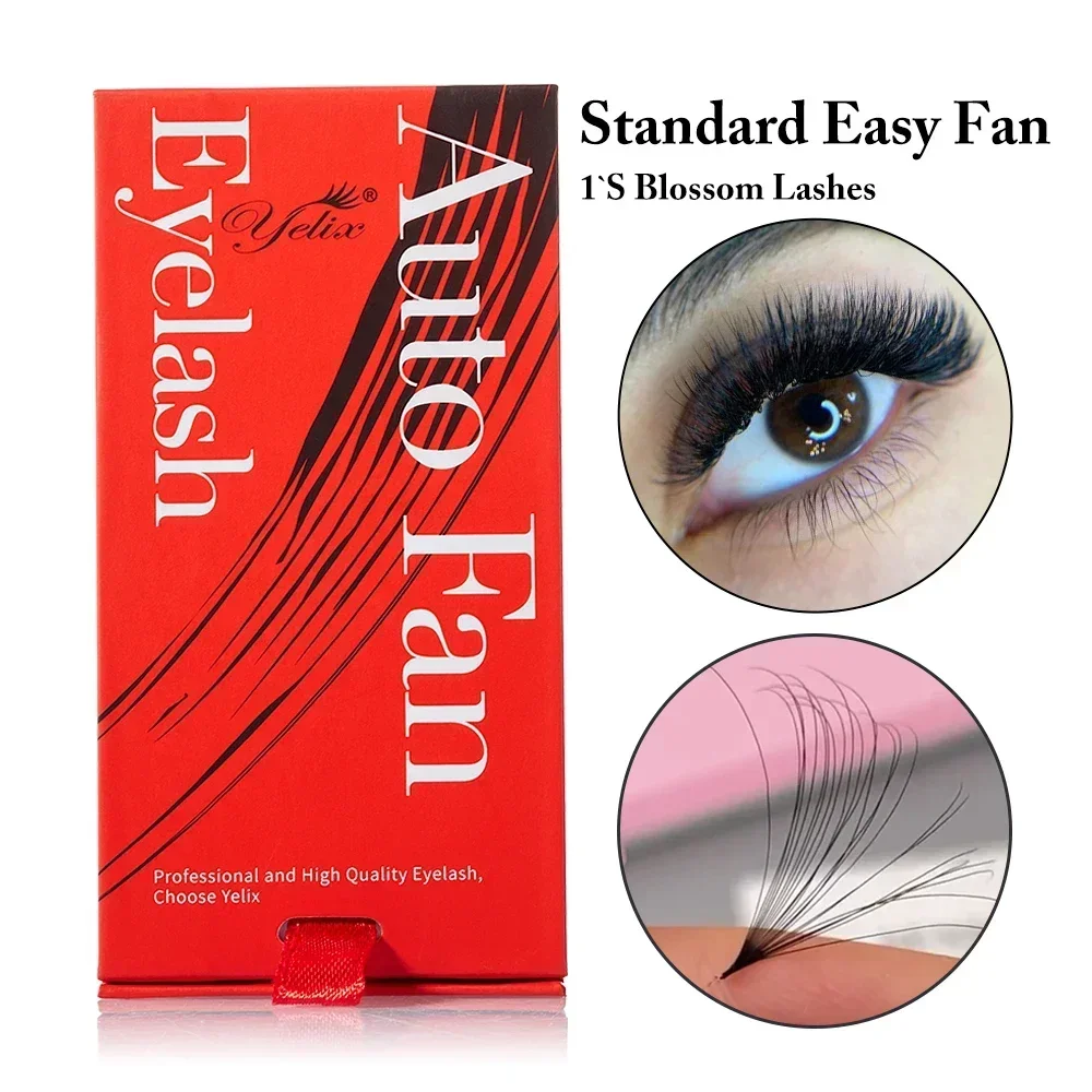 Yelix Lashes Easy Fanning Lash Extensions Super Matte Soft Mega Volume Lash Extensions D Curl 8-15mm Mixed Tray Bloom Lashes