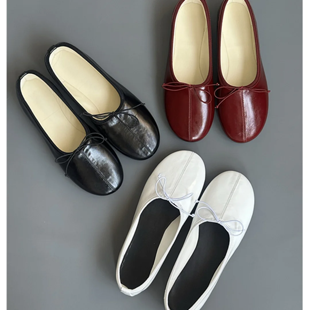 

Maxdutti French Lazy Vintage Round Toe Flats Shoes 2026 Summer Genuine Leather Bow Woman Shoes Shoes For Woman Loafers