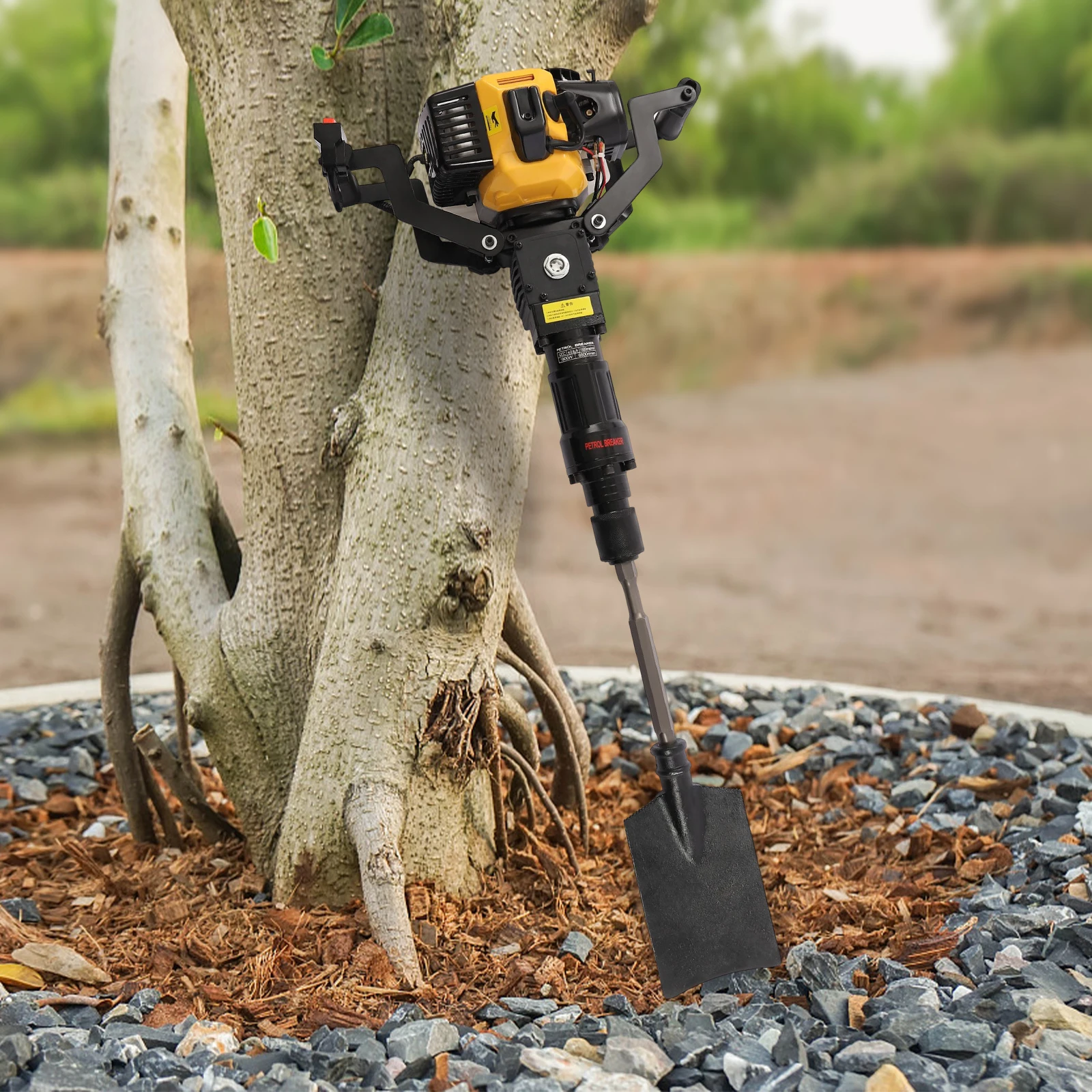 

Heavy-Duty Gasoline Auger for Root Digging + Soil Tamping Kit - 5.5HP Engine with 80N.m Force