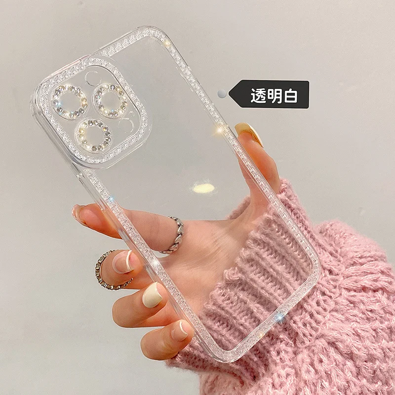 Cao Cấp Kim Cương Giả Kim Cương Lấp Lánh Ốp Lưng Điện Thoại iPhone 14 13 12 11 Pro Max 7 8 Plus SE2 Mềm Trong Suốt ốp Bling Bao