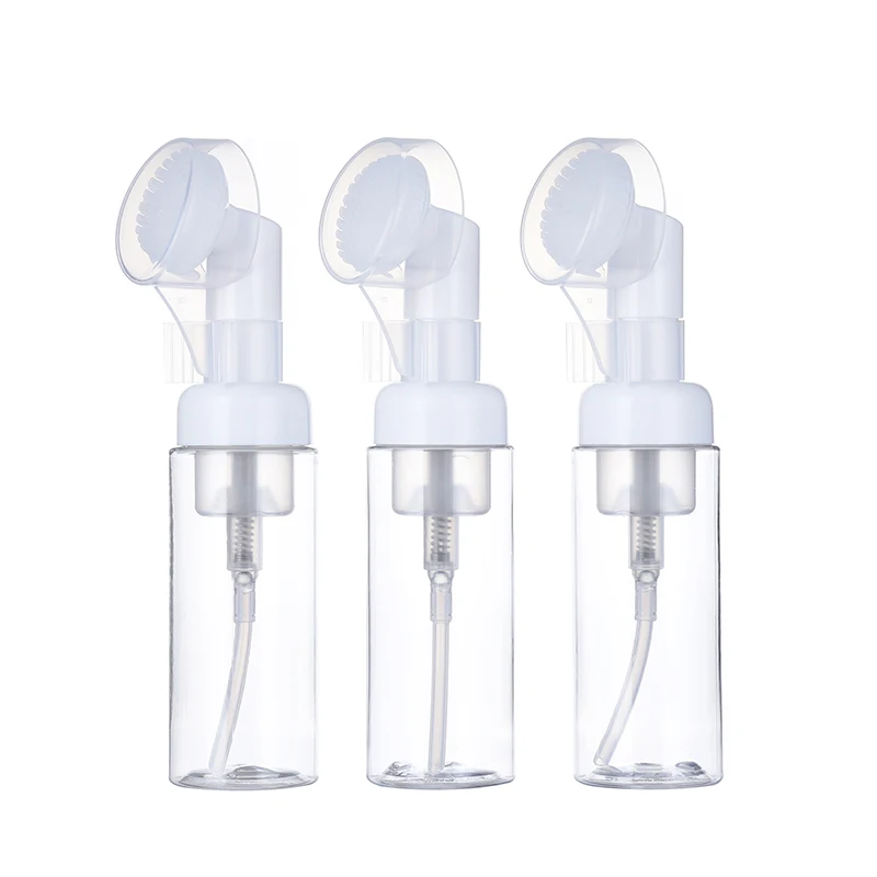 50/30/10Pcs 60ml Plastic Refillable Foam Pump Bottles Soft Silicone Face Brush Set Portable Mousse Soap Dispenser Skincare Tools