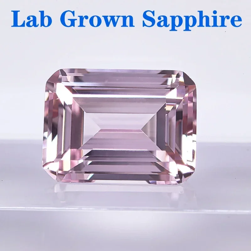 Lab Grown Sapphire Emerald Cut Sakura Pink Color VVS1 Gemstone Charms DIY Jewelry Making Materials Selectable AGL Certificate