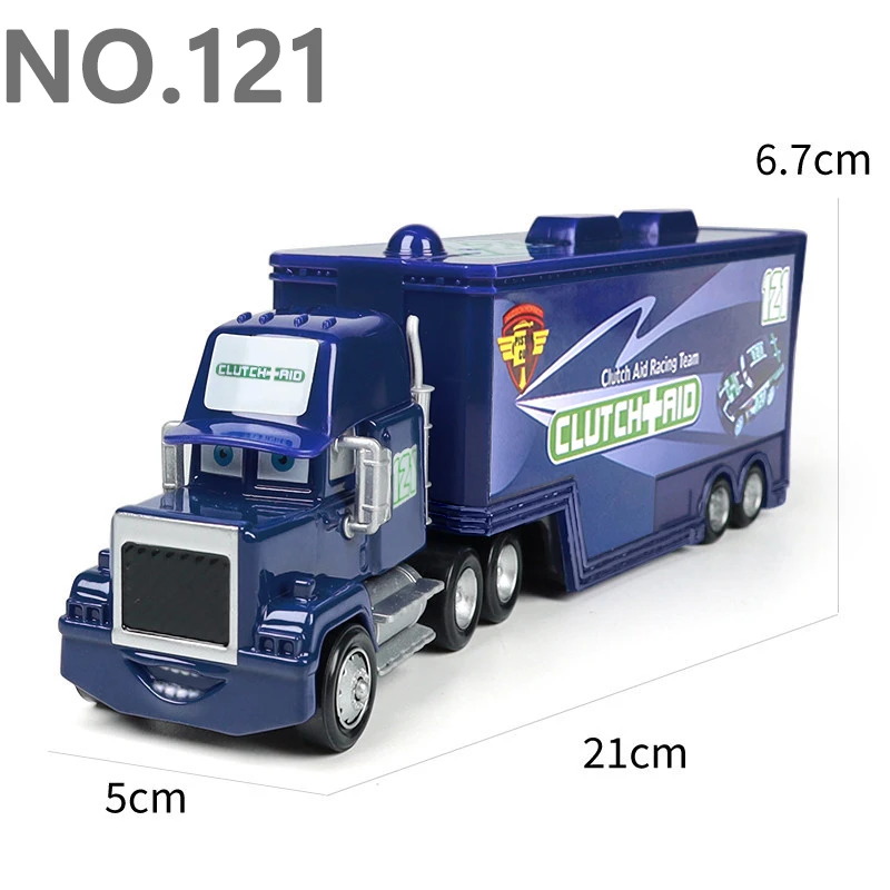 Pixar Cars Greg Candyman's Hauler Modellauto Anime-Figur Mack Container Trucks Semi-Hauler Dinoco Racing Spielzeug Kindergeschenke – Detail 6