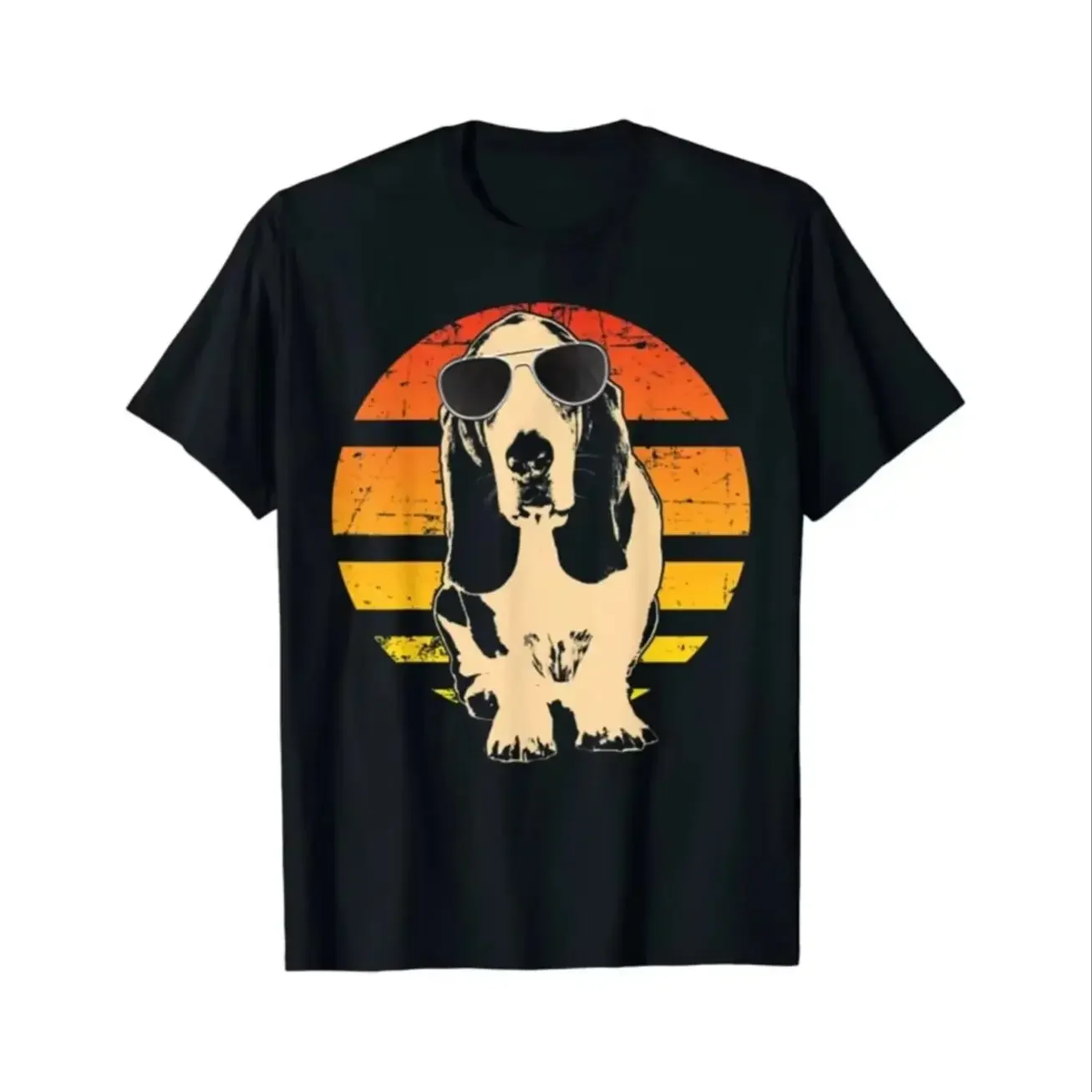 Men Kids Gift Men Clothing Graphic T Shirts Cotton Four Seasons Daily Tees Short 77899 ZYXZ Retro Basset Hound T-Shirt funny