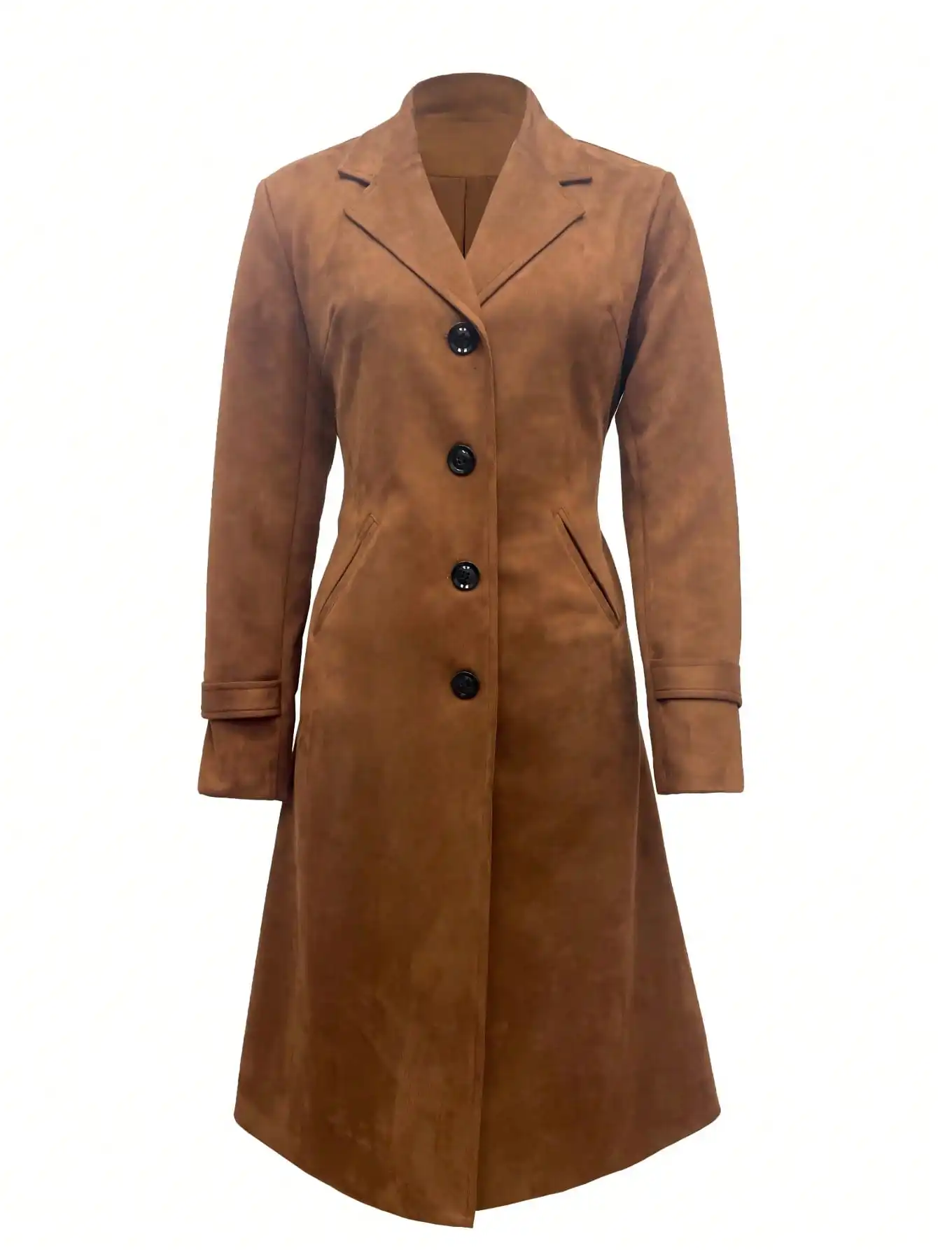 Elegant vintage commuterjack voor dames, klassiek dagelijks windjack met gekerfde kraag en riem, dames kunstsuède