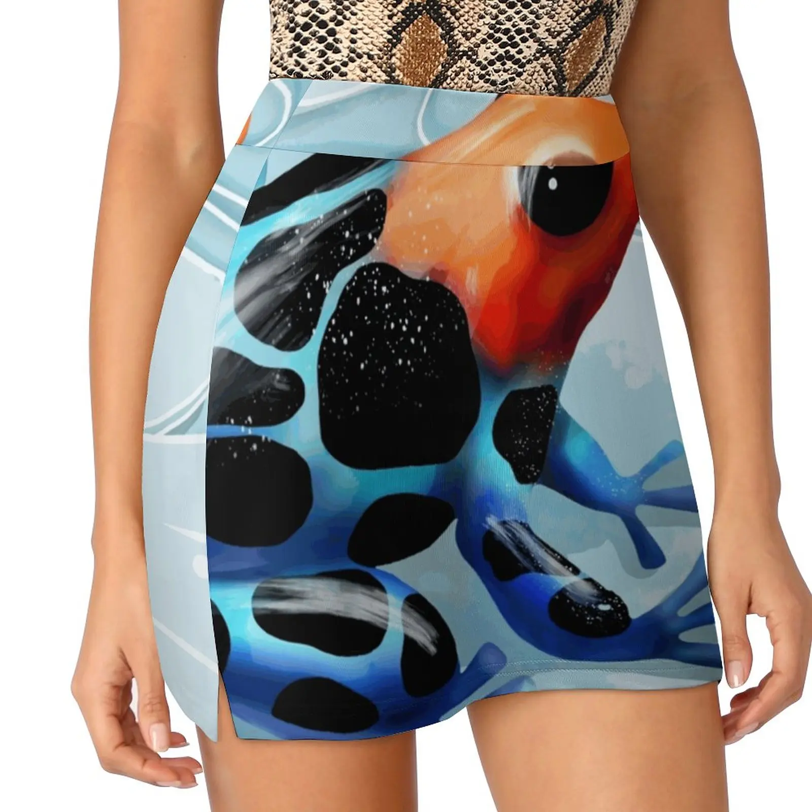 Poison Dart Frog Women's skirt Aesthetic skirts New Fashion Short Skirts Frog Cap Frog Jigsaw Jigsaw Frog Frog Animal Nature