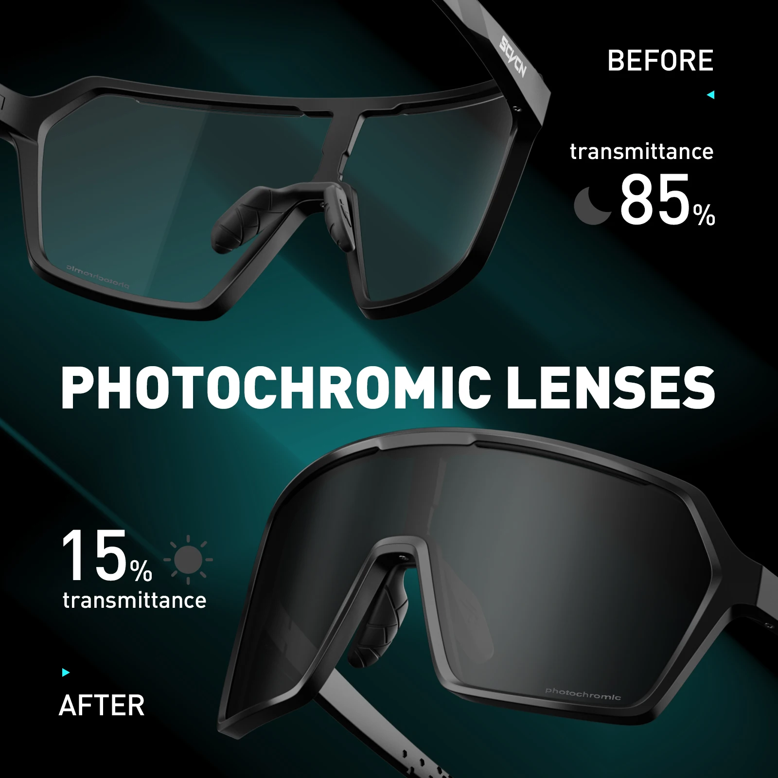 SCVCN الساخن الدراجات اللونية UV400 النظارات الشمسية MTB نظارات دراجة خارجية الدراجات نظارات الرجال النساء دراجة الرياضة التنزه نظارات