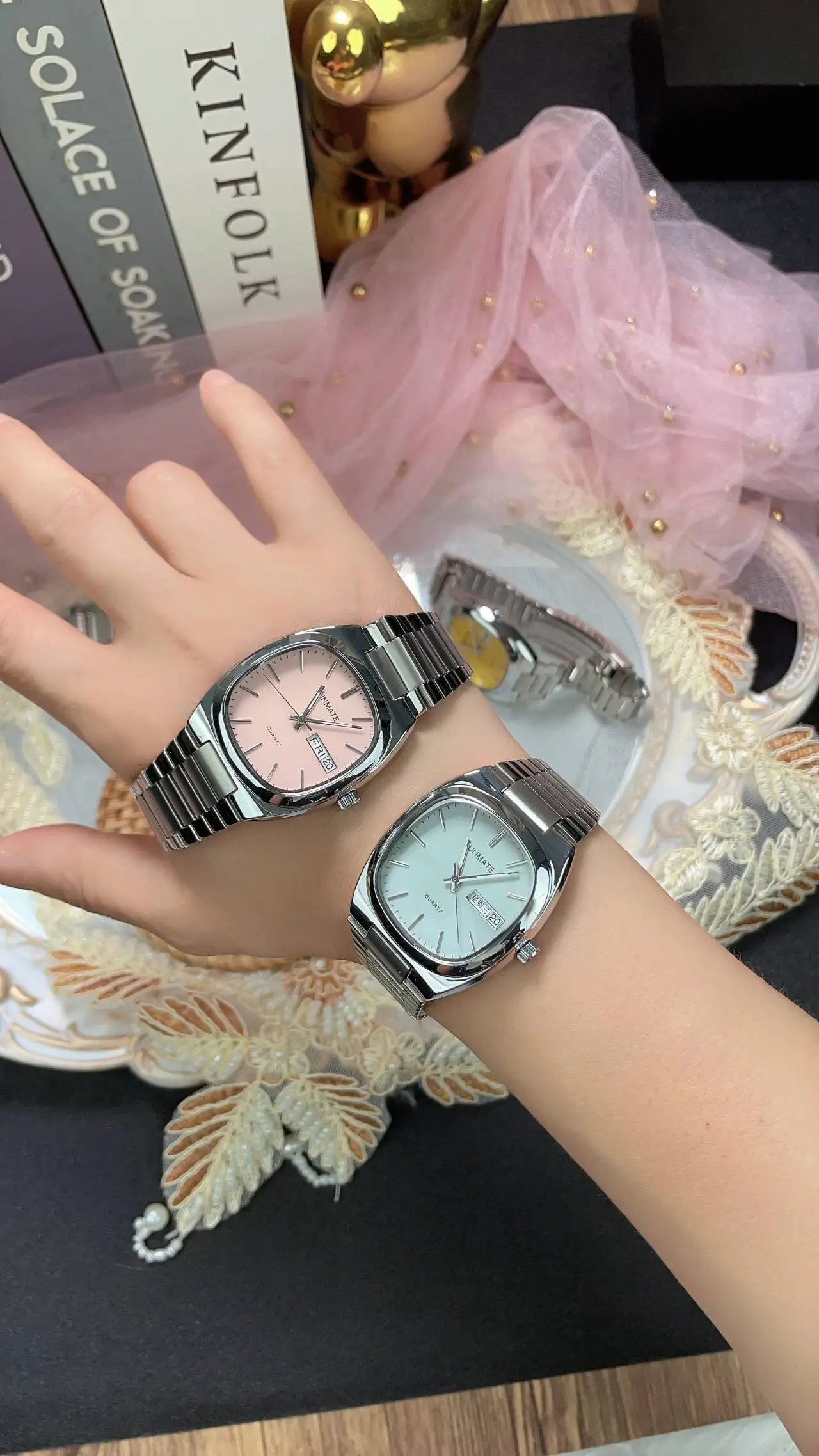 SUNMATE Elegant Square Dial Women's Wristwatch, Calendar and Day Display,waterproof High-end Luxury Watch,comes with A Watch Box