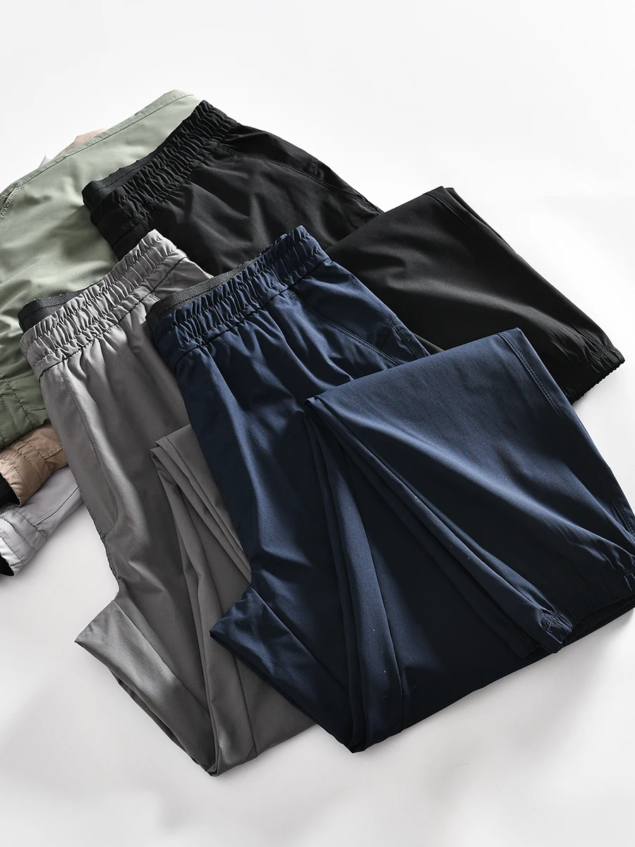 

Men's Summer Ice Silk Quick Dry Loose Straight Leg Thin Casual Pants Breathable Lightweight Comfortable Straight Leg Trousers