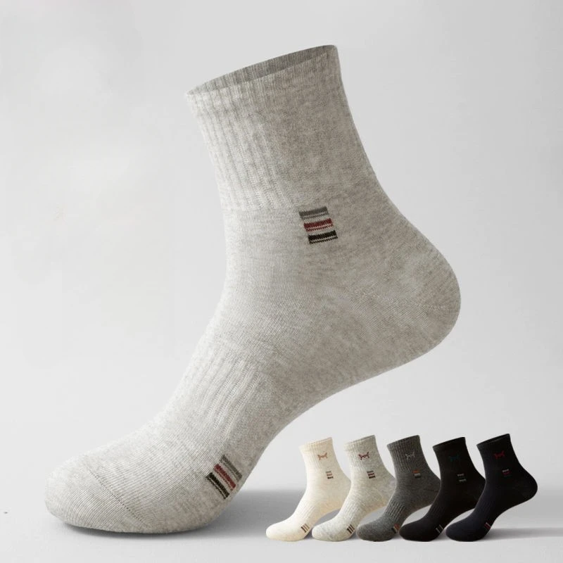 2025  Cotton Socks Men\'s Spring Fall Anti-bacterial Anti-pilling Anti-odor Breathable Sweat Combed Cotton Mid-calf Socks