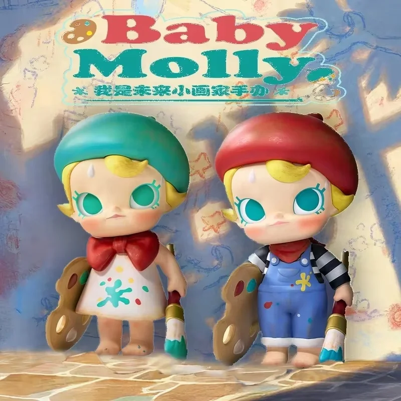 Genuino Baby Molly Future Painter Series Figurine 19 cm Action Figure Collezione di bambole Decorazione del fumetto Giocattoli Regalo di compleanno