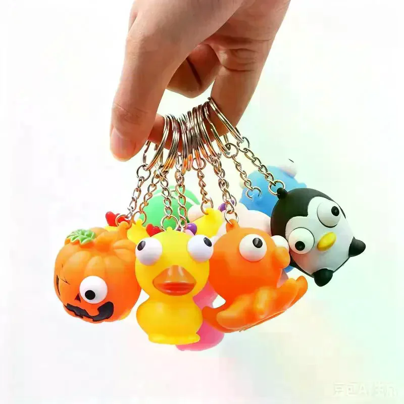 Popping Out Eye Squeeze Keychain Sensory Fidget Toy Eyeball Bouncing Toy Stress Relief Toy Bag Pendant Gift