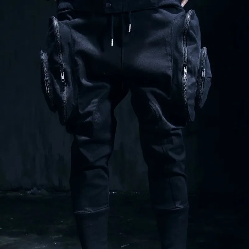 Spring New Men\'s Fashion Hip-hop Pants Large Hanging Crotch Pants Low-rise Male Harem Pencil Pants Slim Big Pockets Trousers