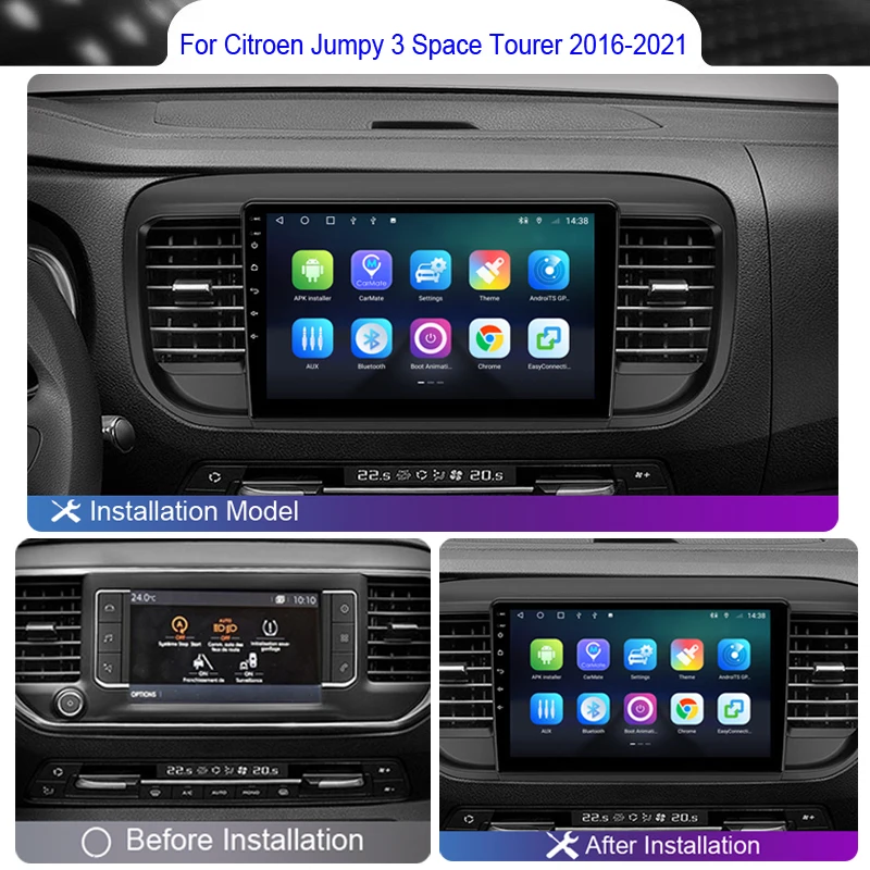 Roadwise 8+256 Android Car Radio For Citroen Jumpy 3 Space Tourer 2016 - 2021 Multimedia Carplay 4G Wifi DVD 2 DIN GPS Autoradio