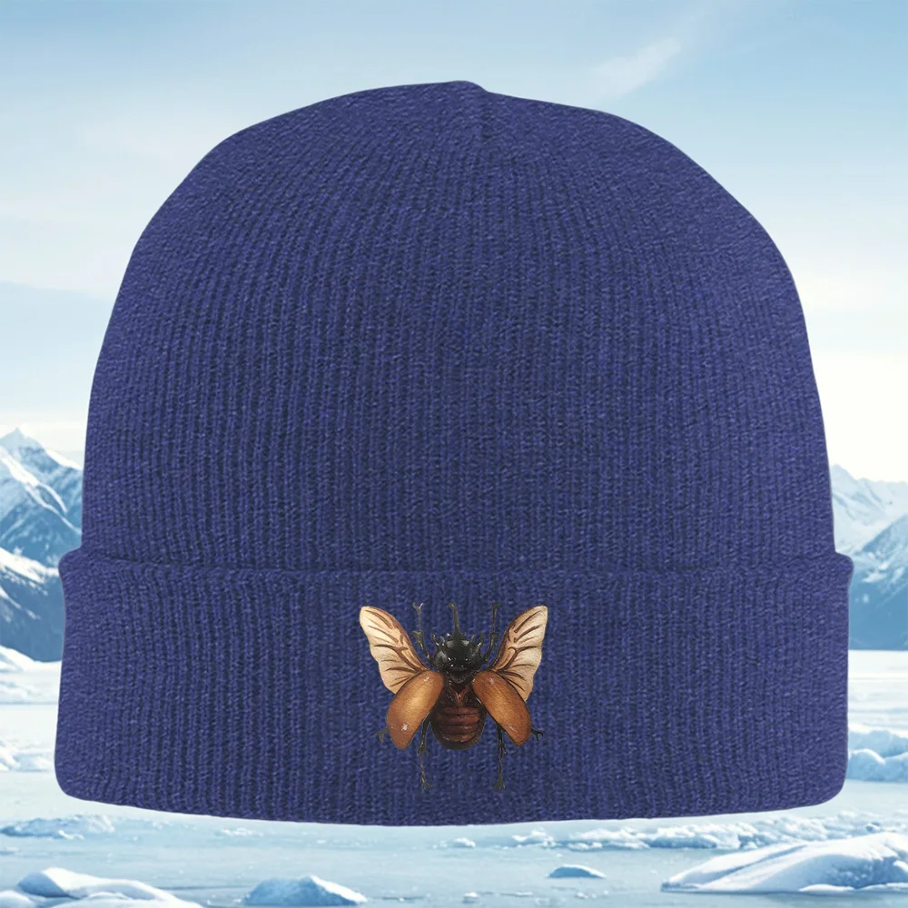 أجنحة خنفساء مفصلة الحشرات المائية الفن الرجال النساء للجنسين محبوك قبعة قبعة صوفية قبعة الشتاء الحرارية الدافئة عيد الميلاد Outdo