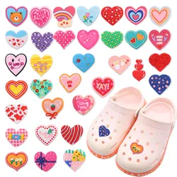 34PCS Colorful Love Valentine's Day PVC Shoe Charms Decorations DIY Shoes Buckle Accessories Fit Woman Kids Party Gift