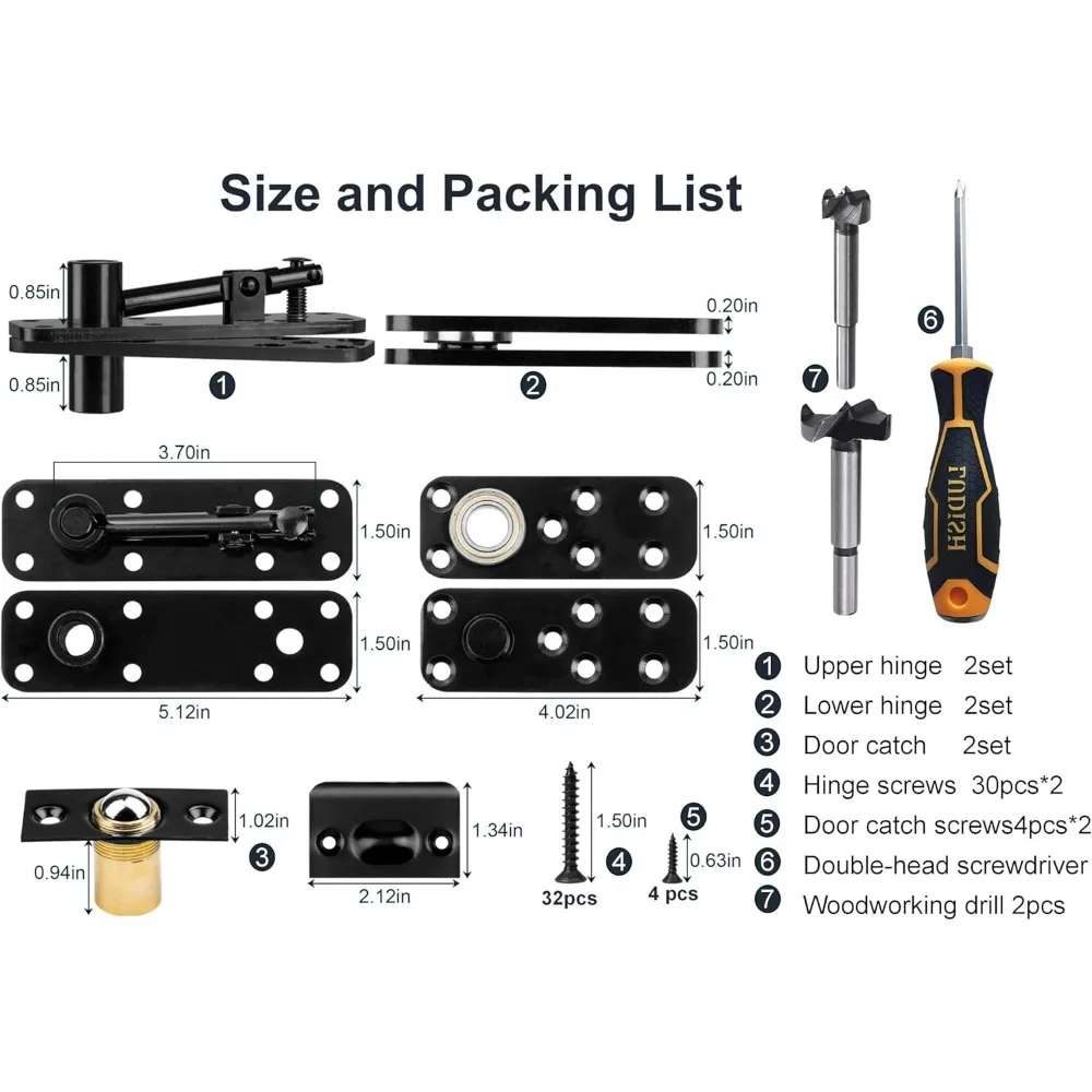 Tragendes Drehscharnier für Geheime Türen und Schrankbücherregale – 570 Pfund Tragkraft, 360 °   Drehbare, robuste, versteckte Tür aus Stahl
