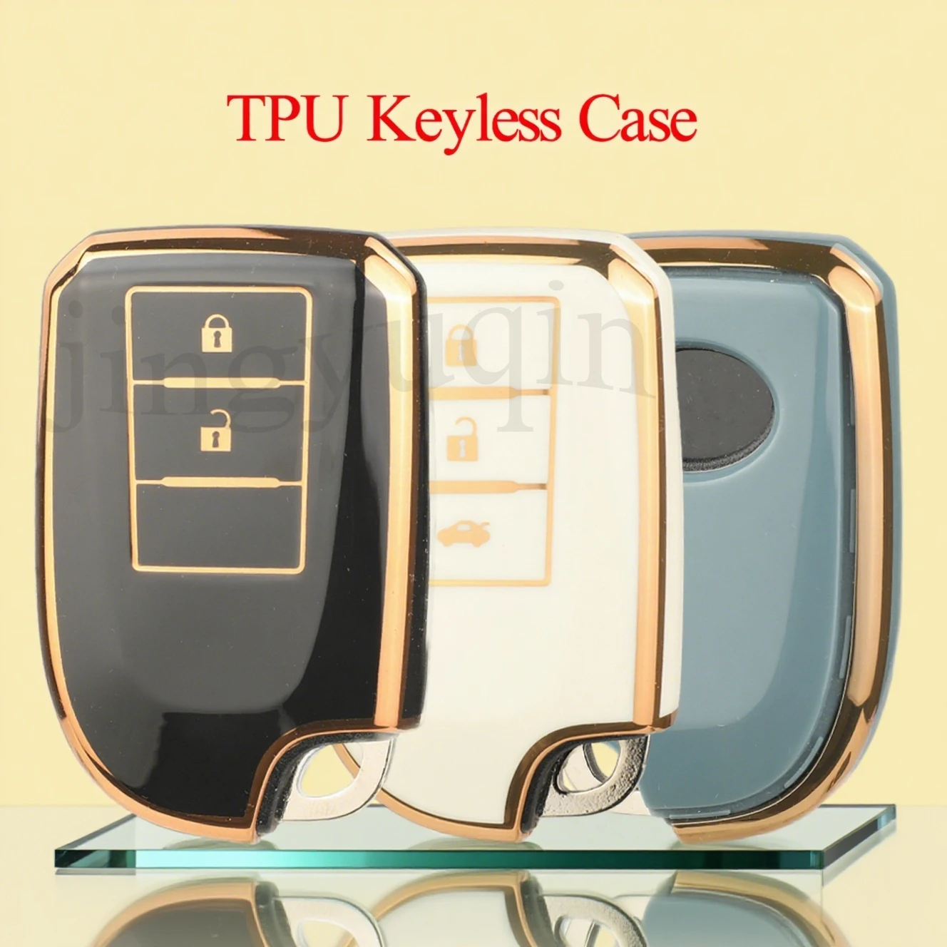 Jingyuqin NEW 2/3 BTN Soft TPU Car Key Case Fob For Toyota Prado Yaris Vios Previa Yarisl X Hiace Camry Corolla Verso Protect