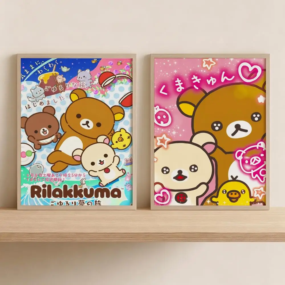 R-Rilakkuma Cute Cartoon Painting Calligraphy Modern Canvas Wall Art for Bedroom & Living Room | Home Decor Gift