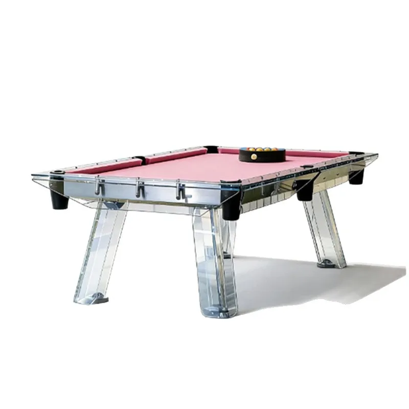 Tempered Glass Pool Table, Indoor Standard Size, Transparent Crystal Luxury Billiard Table for Home Club Use, High-End Design