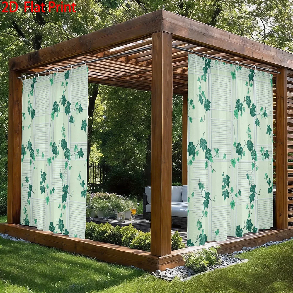 1pc/2 PC Outdoor Window Shade Including Hooks; Features a Print of Green Ivy and Trellis; Machine Washable; Ideal for Gazebos, P
