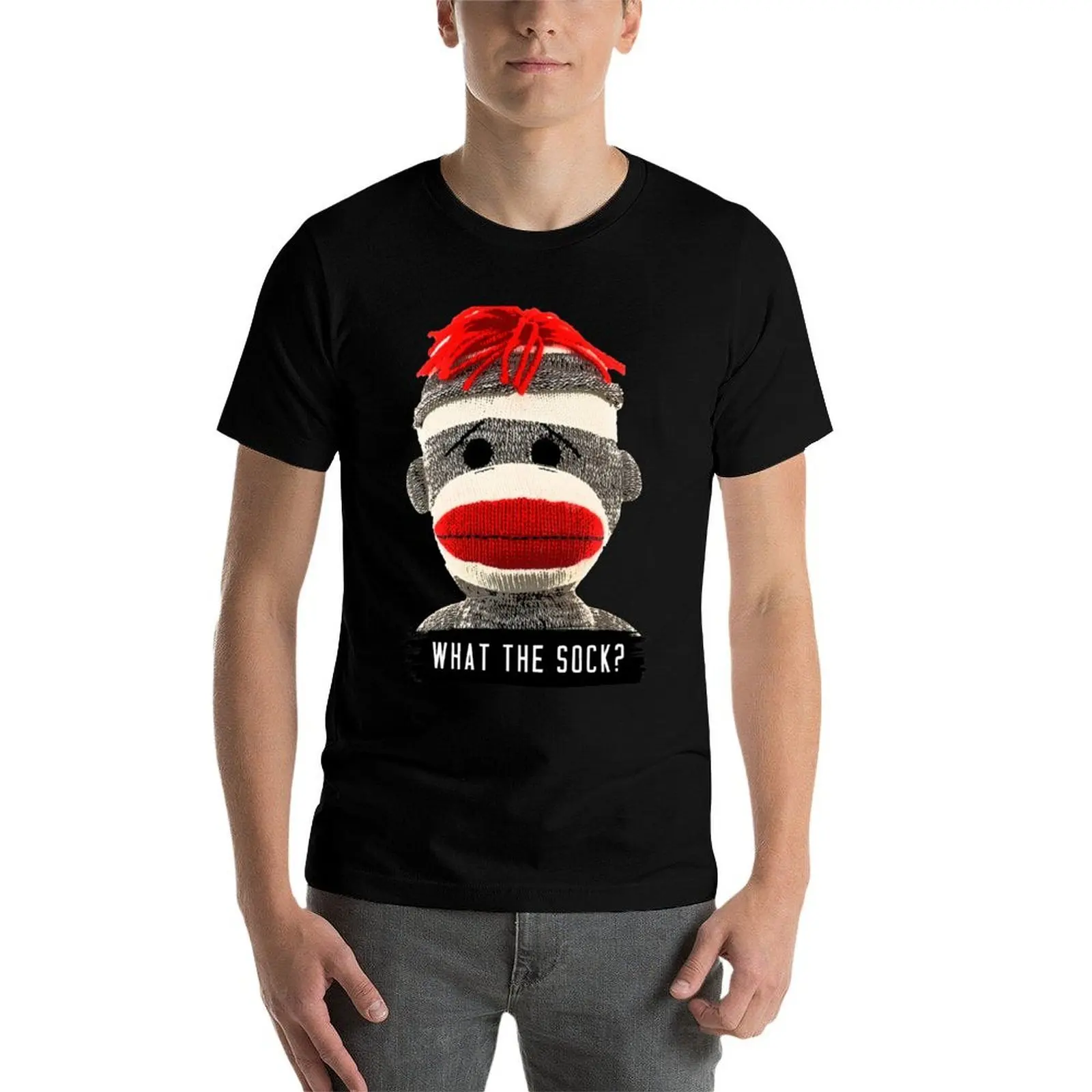 What The Sock? Sock Monkey T-Shirt Casual Work Wear T-Shirt view 4