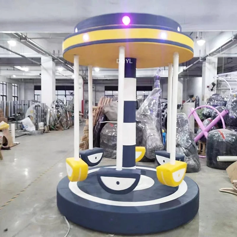 Custom Design  Carousel Merry Go Indoor Kindergarten Playground Soft Play Kids Equipment Kid Soft Play